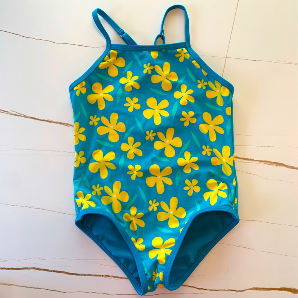 Teal and Yellow Little Girls Swimsuit- Little Lilo Hawaii Brand